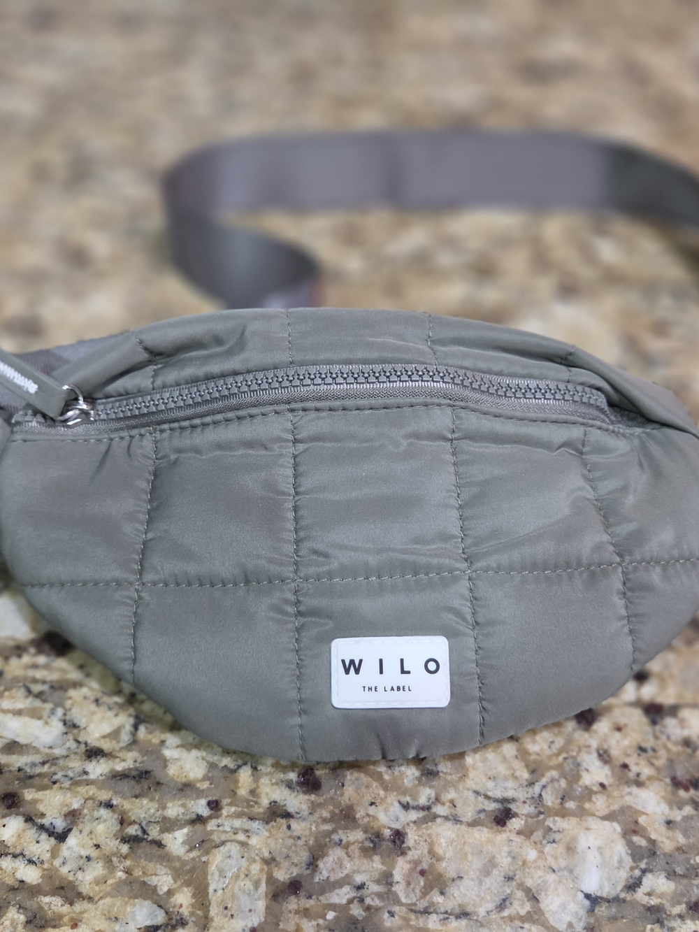 WILO Olive Quilted Mini Crossbody Bag